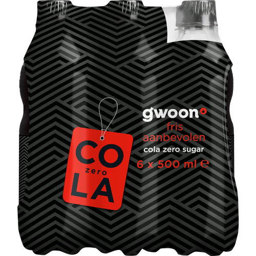 Foto van G'woon Cola zero 6x50cl op witte achtergrond