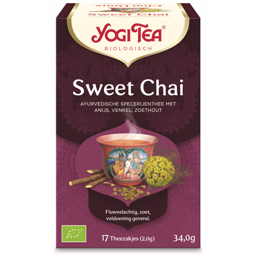 Foto van Yogi Tea Thee sweet chai 17 zk. op witte achtergrond