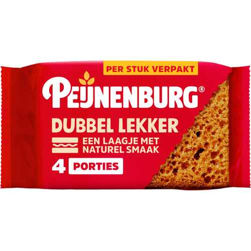 Foto van Peijnenburg Ontbijtkoek dubbel lekker naturel 4 stuks op witte achtergrond