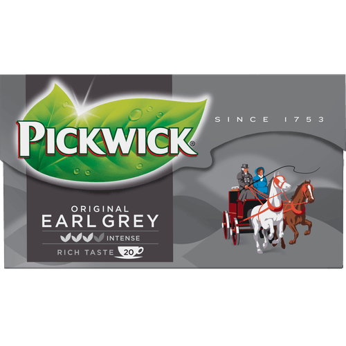 Foto van Pickwick Earl Grey zwarte thee op witte achtergrond
