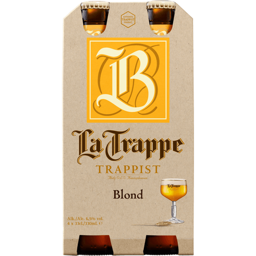 Foto van La Trappe Blond 4x 33 cl op witte achtergrond
