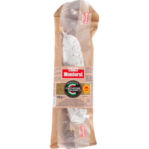 Foto van Montorsi Droge worst cacciatore op witte achtergrond