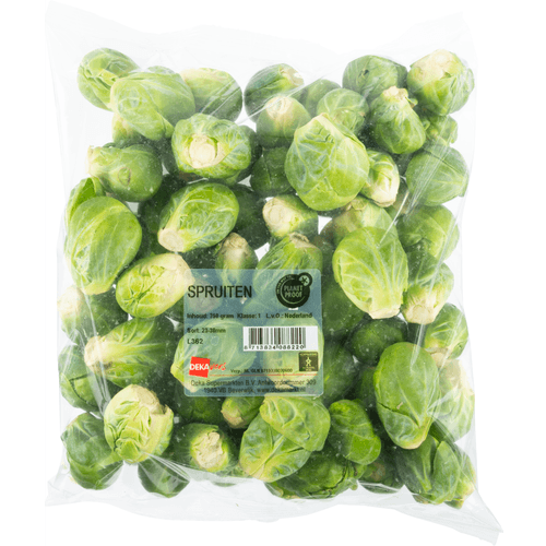 Foto van DekaVers Spruiten verpakt op witte achtergrond