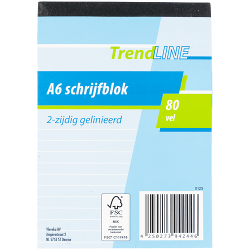 Foto van Trendline Schrijfblok a6 80vel op witte achtergrond