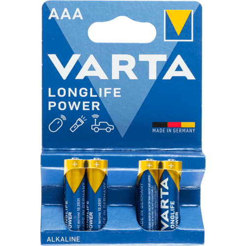 Foto van Varta Batterij longlife power AAA op witte achtergrond