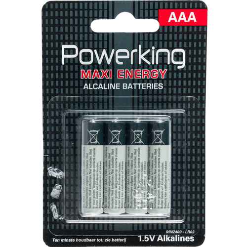 Foto van Powerking Alkaline batterijen AAA op witte achtergrond