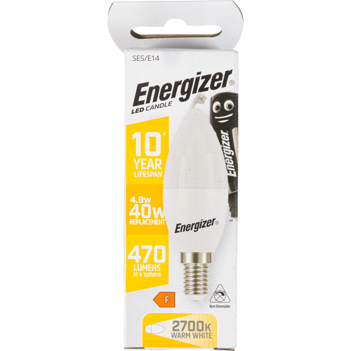 Foto van Non food Energizer smd led kaars e14 4.9 lumen 2700 op witte achtergrond