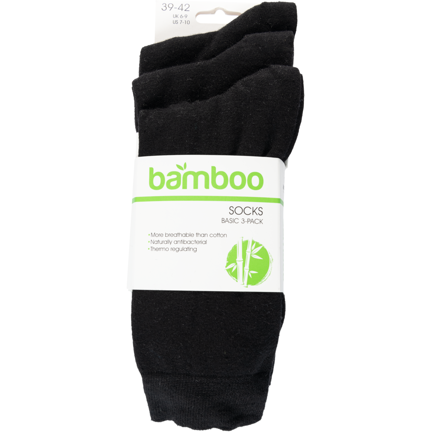 Bamboe herensokken 3 pack zwart 39/42