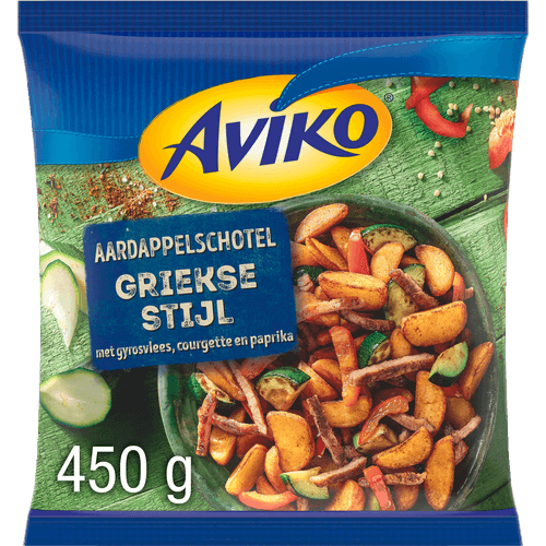 Foto van Aviko Aardappelschotel Griekse Stijl op witte achtergrond