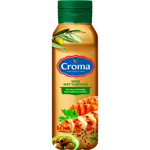 Foto van Croma Olijfolie vloeibaar op witte achtergrond