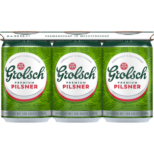Foto van Grolsch Pilsener 6x33 cl op witte achtergrond