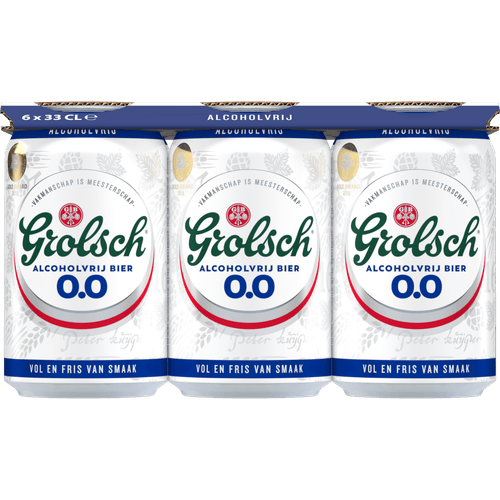 Foto van Grolsch Pilsener alcoholvrij 6x33 cl op witte achtergrond
