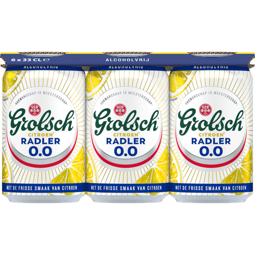 Foto van Grolsch Radler alcoholvrij citroen 6x33 cl op witte achtergrond