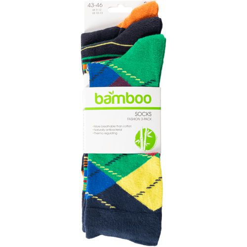 Foto van Non food Bamboe herensokken 3-pack gekleurd 43/46 op witte achtergrond