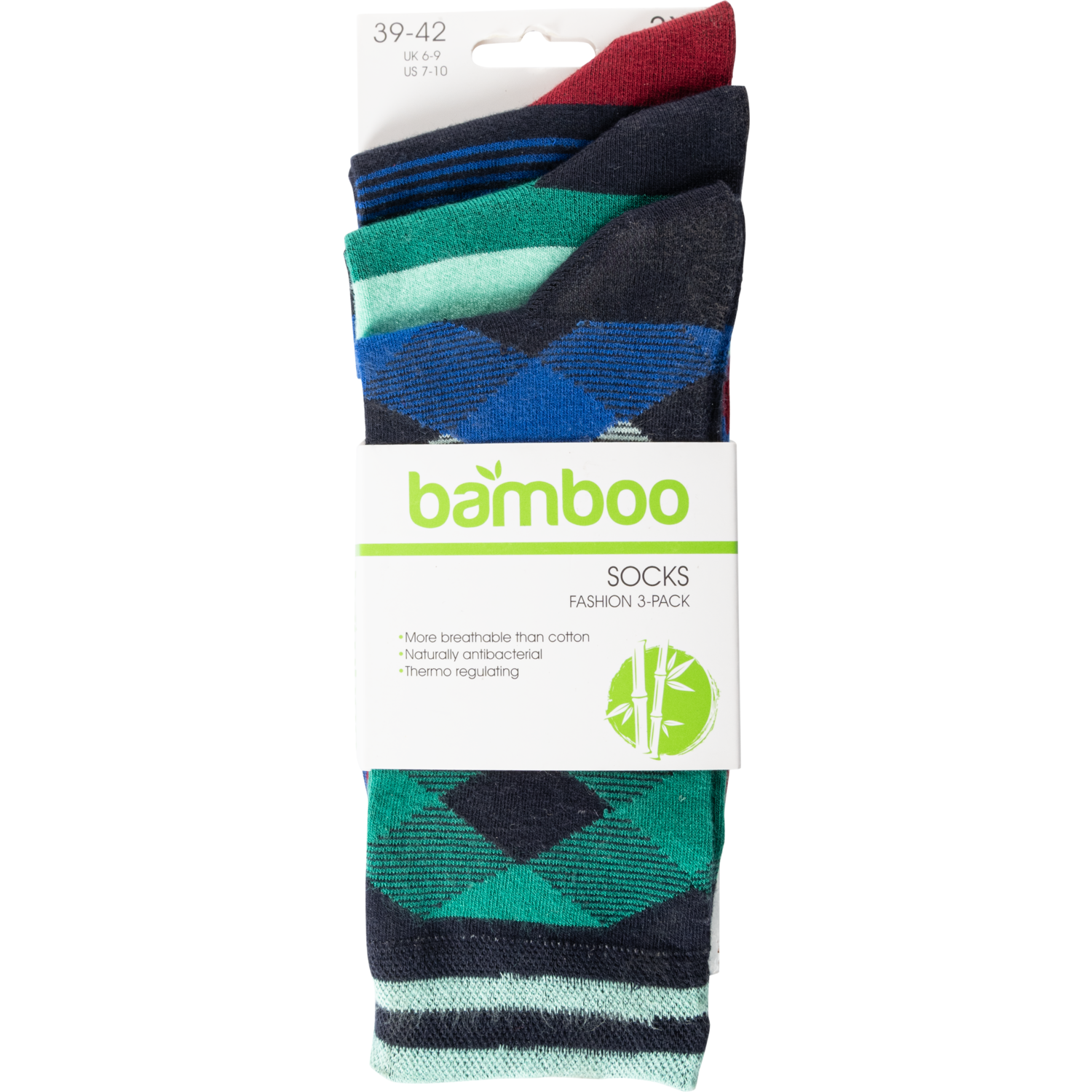 Non food Bamboe herensokken 3-pack gekleurd 39/42
