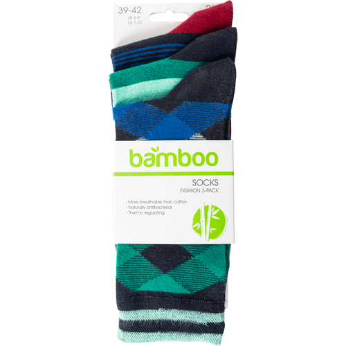 Foto van Non food Bamboe herensokken 3-pack gekleurd 39/42 op witte achtergrond