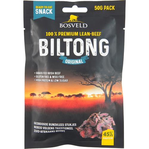 Foto van Bosveld Snackworstje biltong original op witte achtergrond