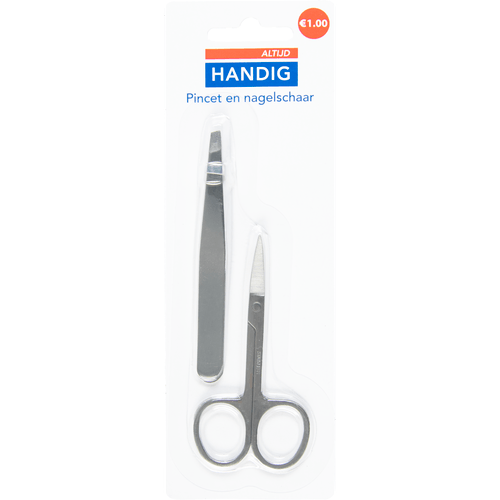 Foto van Altijd handig Pincet en nagelschaar rvs op witte achtergrond