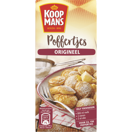 Foto van Koopmans Mix voor poffertjes op witte achtergrond