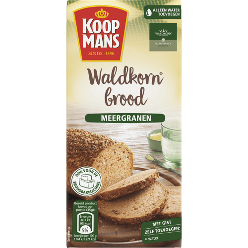Foto van Koopmans Broodmix waldkorn op witte achtergrond