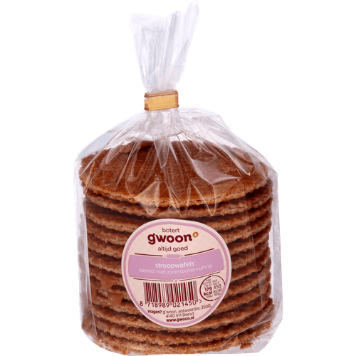 Foto van G'woon Stroopwafels roombotervulling op witte achtergrond