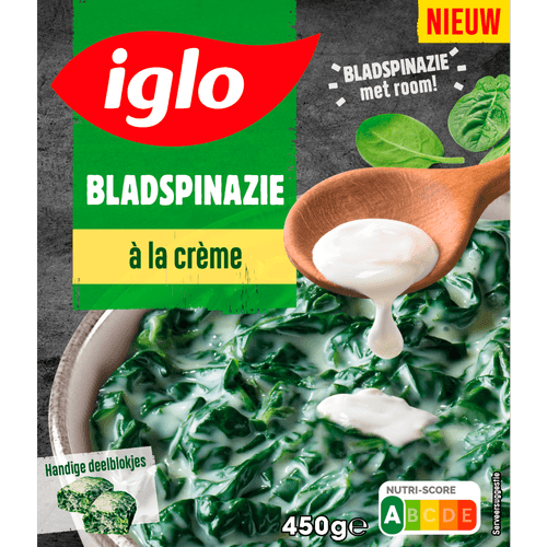 Foto van Iglo Bladspinazie a la creme op witte achtergrond
