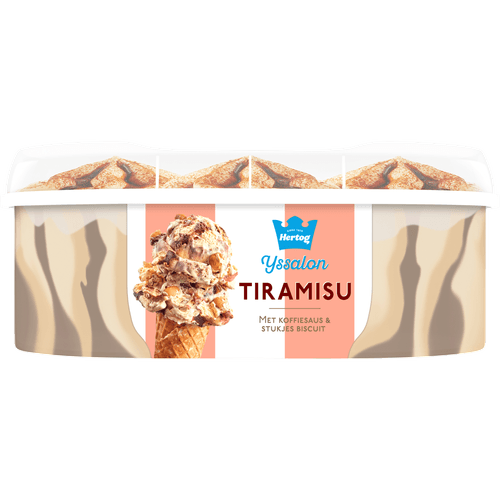 Foto van Hertog Ijs tiramisu op witte achtergrond