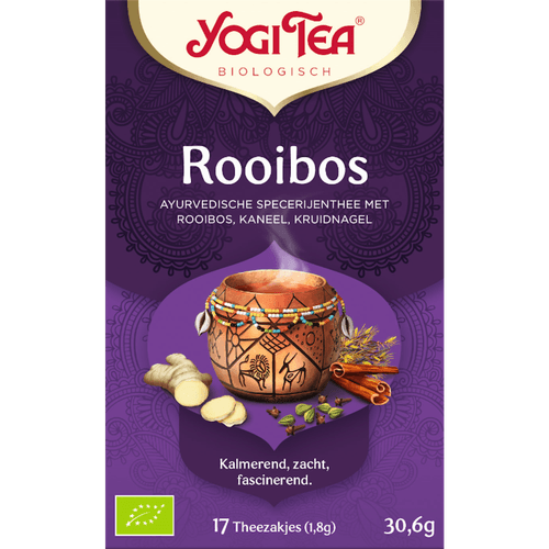 Foto van Yogi Tea Thee rooibos 17 zk. op witte achtergrond