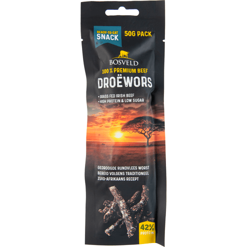 Foto van Bosveld Droewors original op witte achtergrond