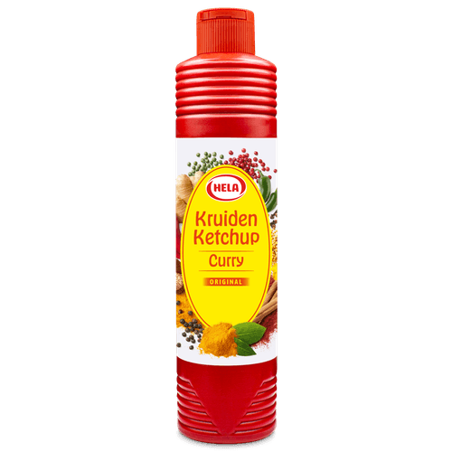 Foto van Hela Kruiden ketchup curry op witte achtergrond