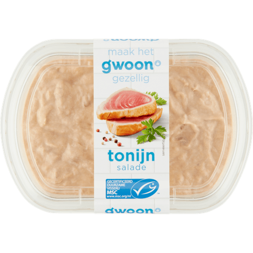Foto van G'woon Salade tonijn op witte achtergrond