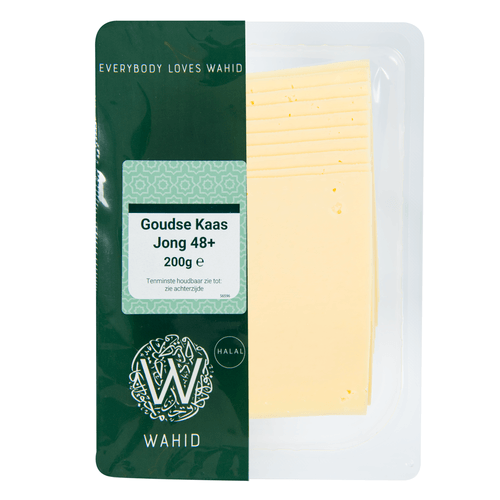 Foto van Wahid Goudse kaas plakken op witte achtergrond