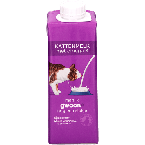 Foto van G'woon Kattenmelk omega 3 op witte achtergrond