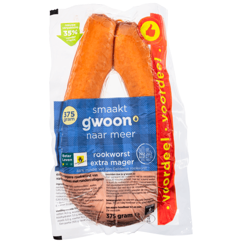 Foto van G'woon Rookworst extra mager op witte achtergrond
