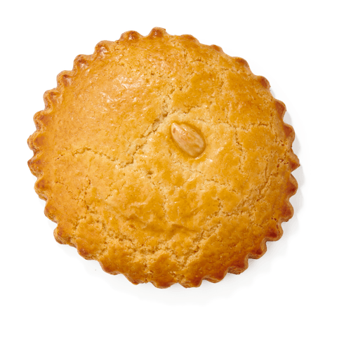 Foto van Roomboter gevulde koek op witte achtergrond