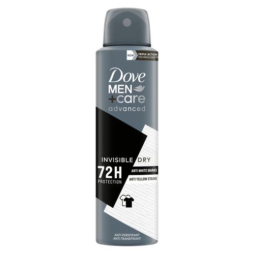 Foto van Dove Deospray for men invisible dry op witte achtergrond