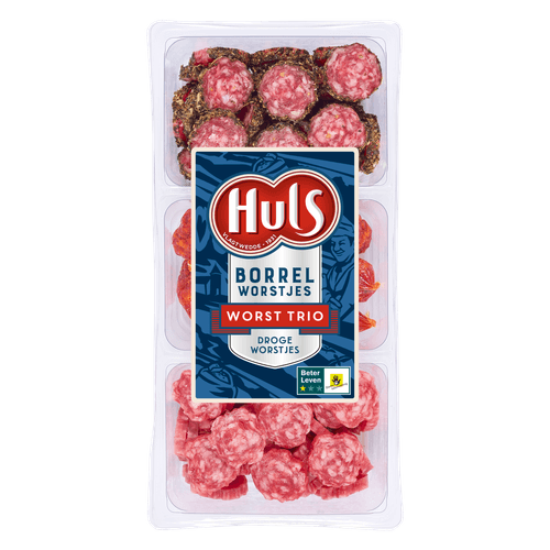 Foto van Huls Worst trio op witte achtergrond