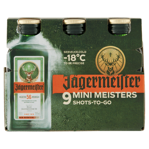 Foto van Jägermeister Kruidenbitter shotje 9 stuks op witte achtergrond