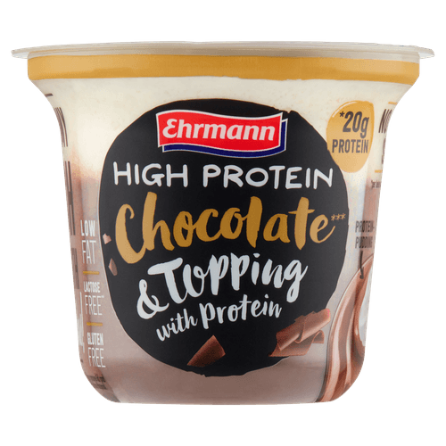 Foto van Ehrmann High protein chocolade pudding op witte achtergrond