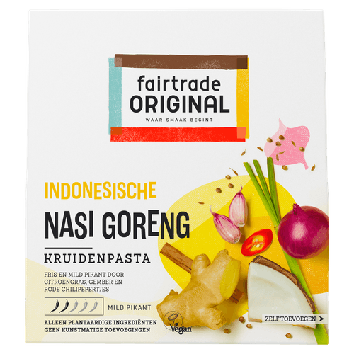 Foto van Fairtrade Kruidenpasta nasi goreng op witte achtergrond