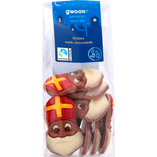 Foto van G'woon Chocolade sintjes melk op witte achtergrond