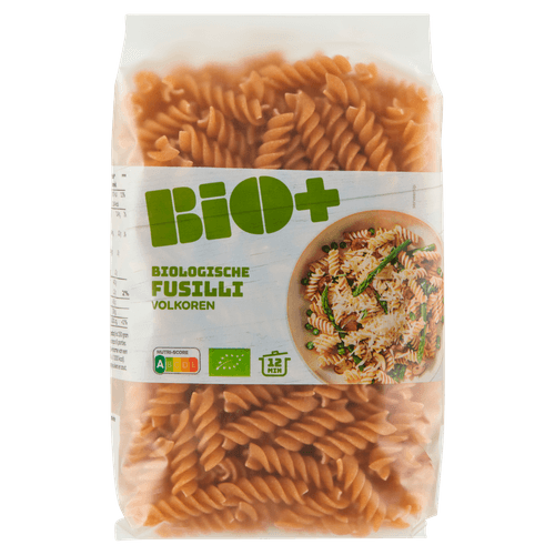 Foto van Bio+ Fusilli volkoren op witte achtergrond