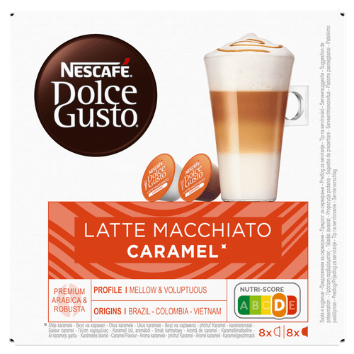 Foto van Nescafé Dolce gusto latte macchiatto caramel op witte achtergrond