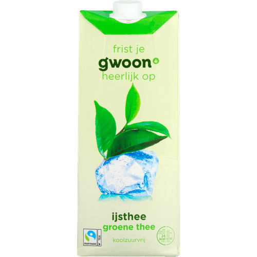 Foto van G'woon Ijsthee groene thee op witte achtergrond
