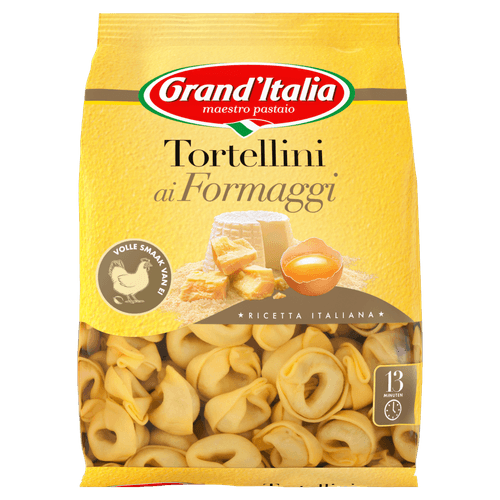 Foto van Grand'Italia Tortellini formaggi op witte achtergrond