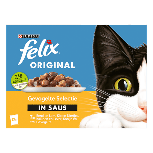 Foto van Felix Kattenvoer gevogelte selectie saus op witte achtergrond