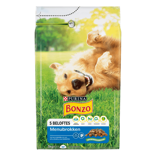 Foto van Bonzo Hondenvoer adult kip-groenten op witte achtergrond