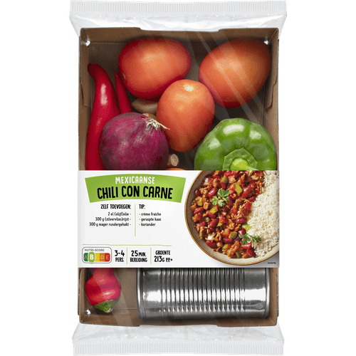 Foto van Verspakket chili con carne op witte achtergrond