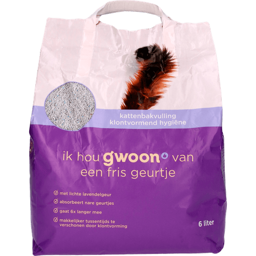Foto van G'woon Kattenbakvulling klontvormend hygiene op witte achtergrond