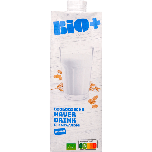 Foto van Bio+ Biologische haverdrink ongezoet plantaardig op witte achtergrond